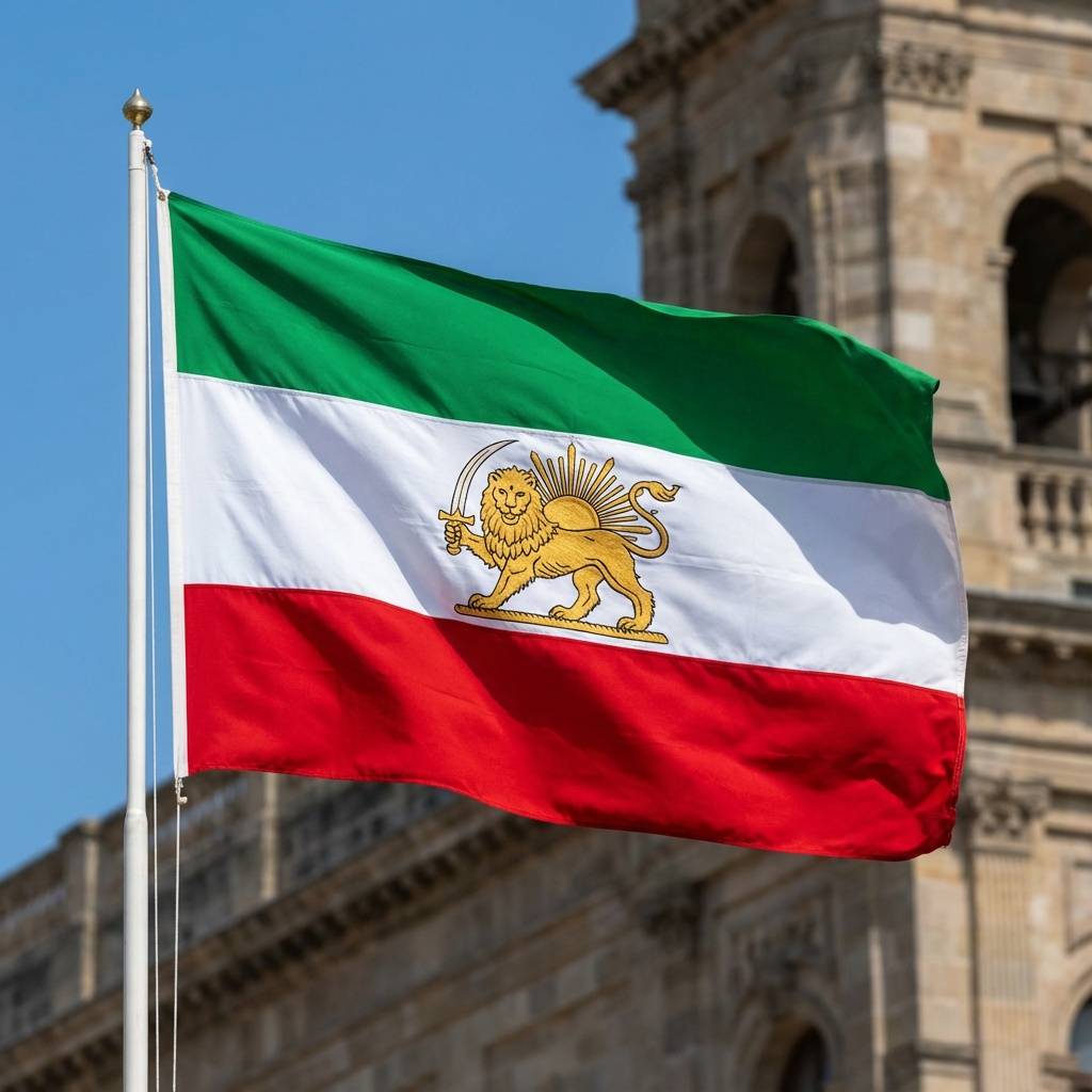 Iraanse vlag leeuw en zon