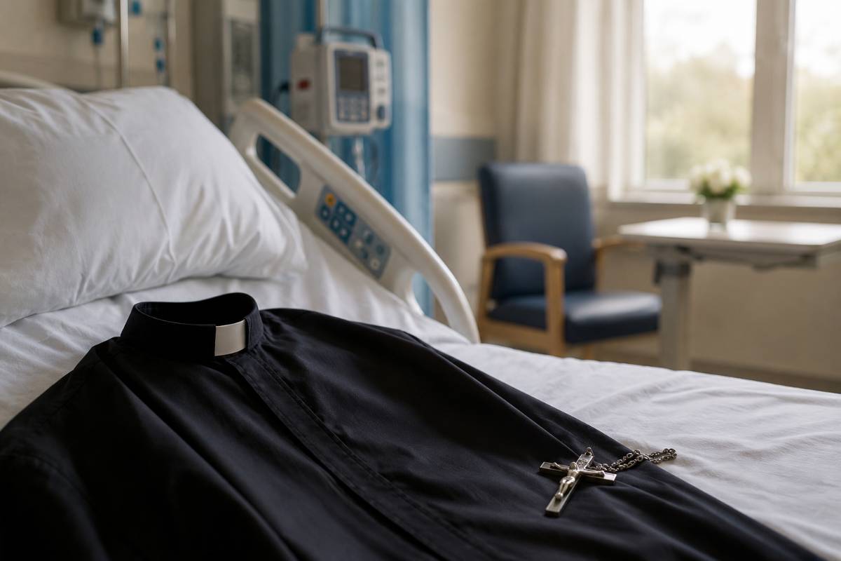 Katholieke priester ziekenhuisbed